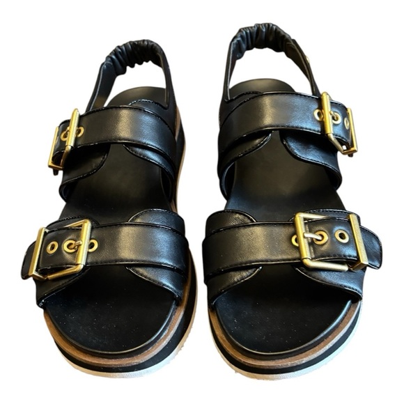 Vince Camuto Anivay Black and Gold Leather Platform Sandals. Like New. - Picture 4 of 10